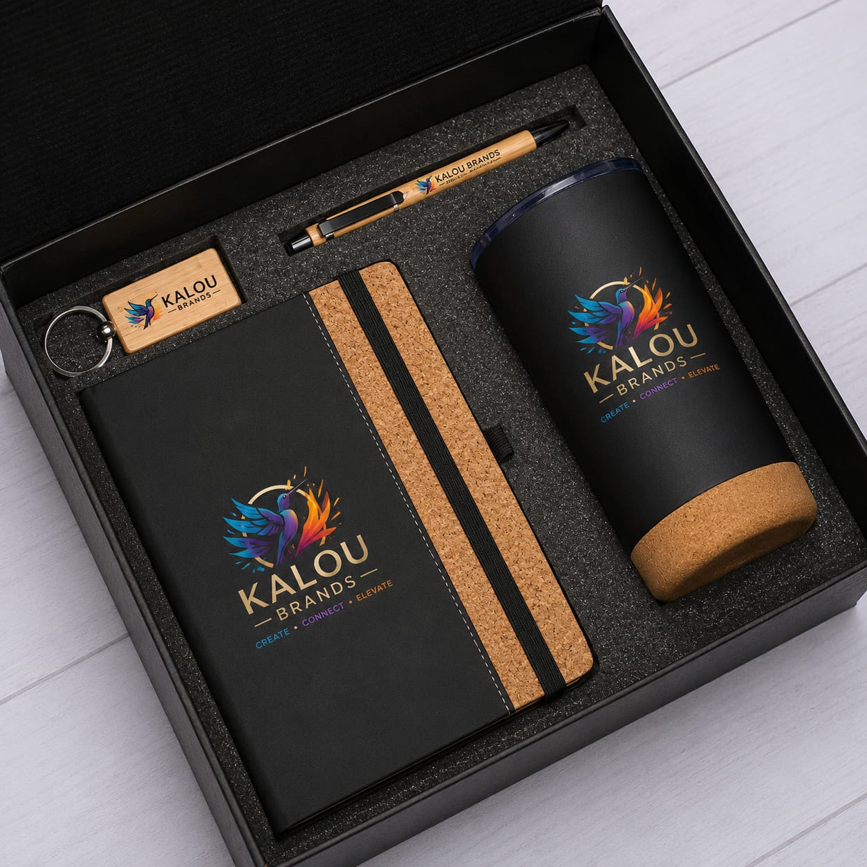 Corporate gift set with notebook and tumbler