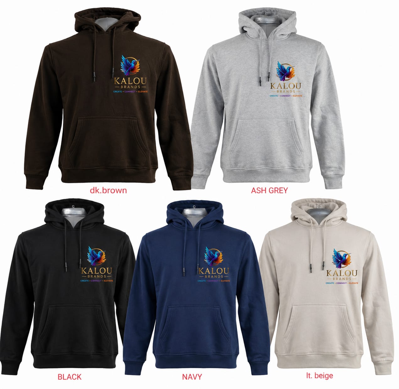 Branded hoodies in multiple colors