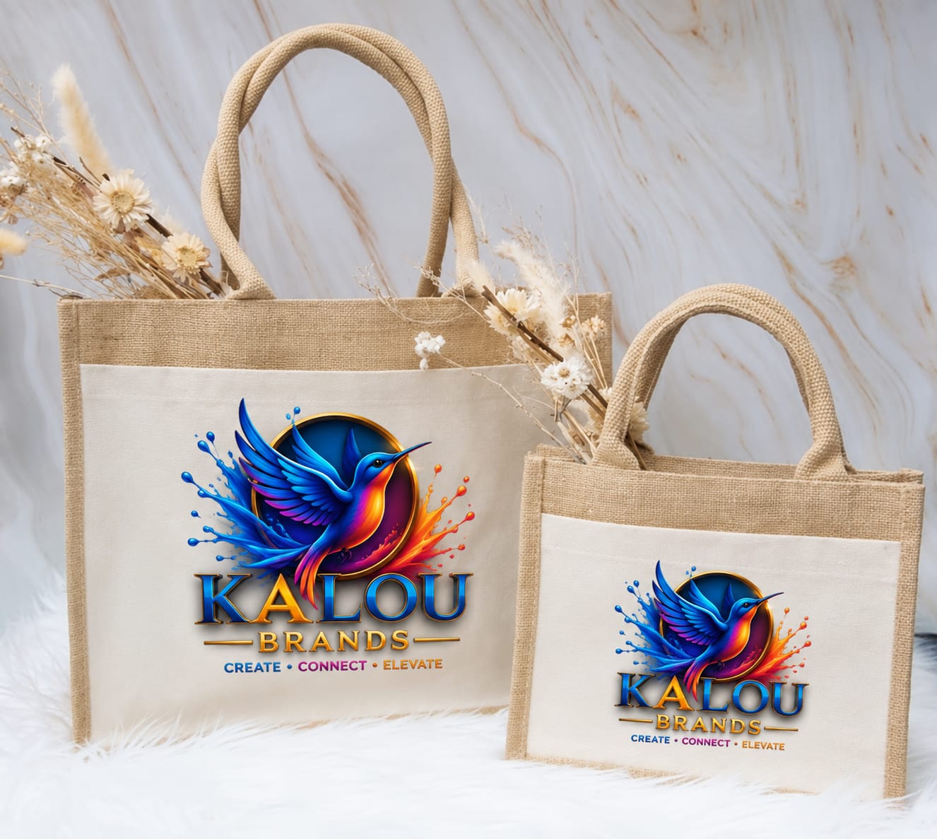 Packaging and tote branding sample